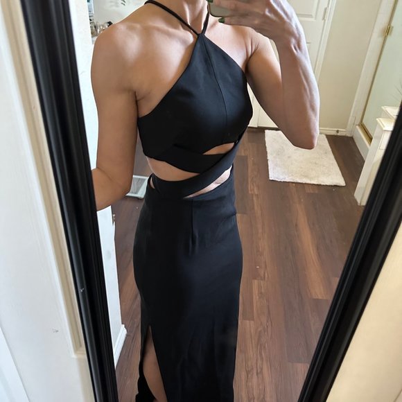 REVOLVE Nicholas black sleeveless cutouts cut outs formal dress gown - Picture 7 of 12